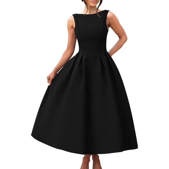 Women's Sleeveless Backless A-Line Evening Dress Long Formal Gown - Picture 1 of 7